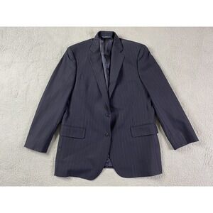 Brooks Brothers Suit Jacket 43 R Blue Wool Stripe 346 Stretch Designer Premium